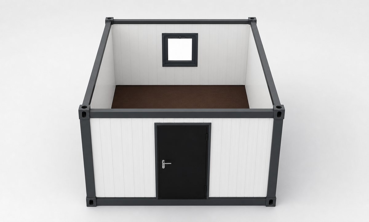 Бытовка БК-01 3000×2400, ПВХ внутри, профлист С8 0,4 мм снаружи — фотореалистичный вид
